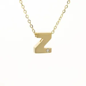 14K Yellow Gold Initial "Z" With Diamond Necklace