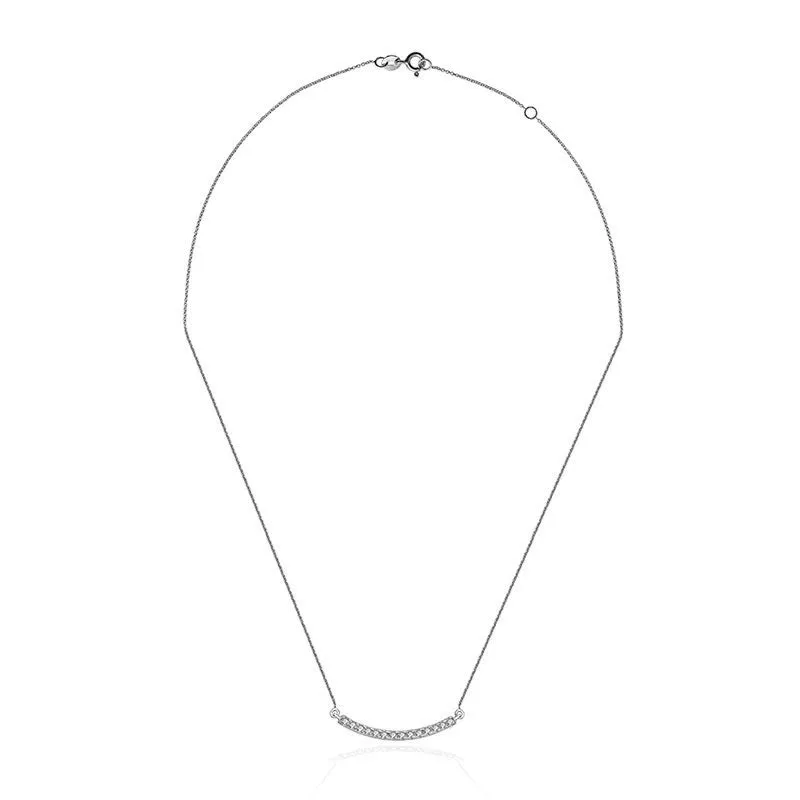 18k Gold Curved Line Diamond Necklace