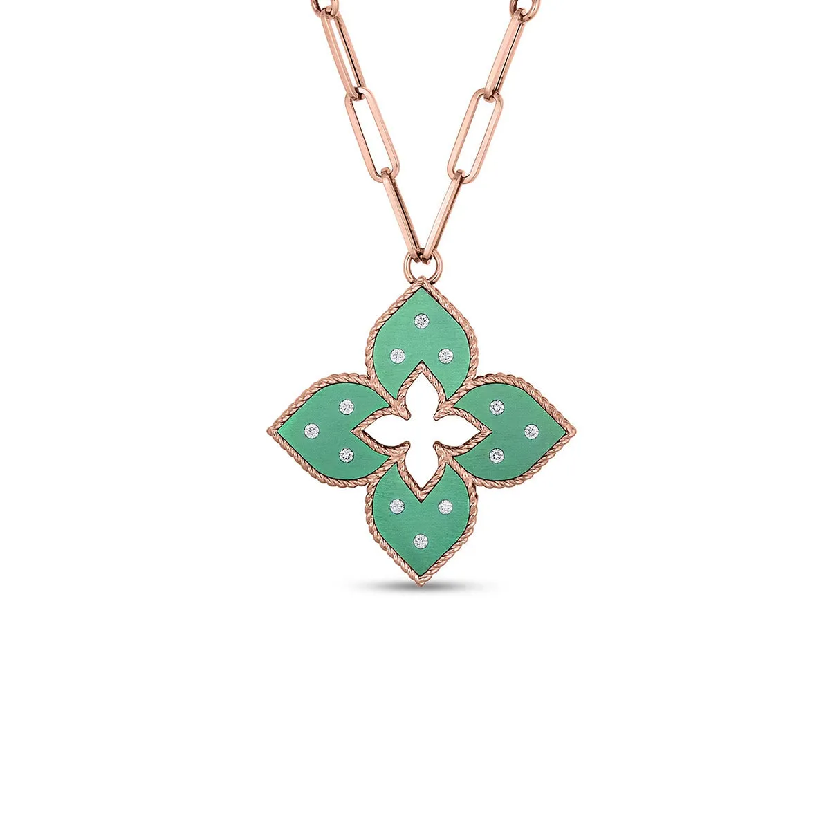 18K Rose Gold Green Titanium Diamond Necklace