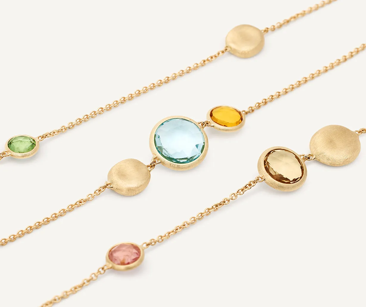 18K Yellow Gold Short Mixed Gemstone Necklace
