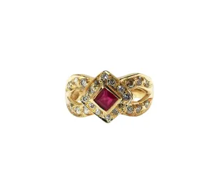18kt yellow gold ruby and diamond ring