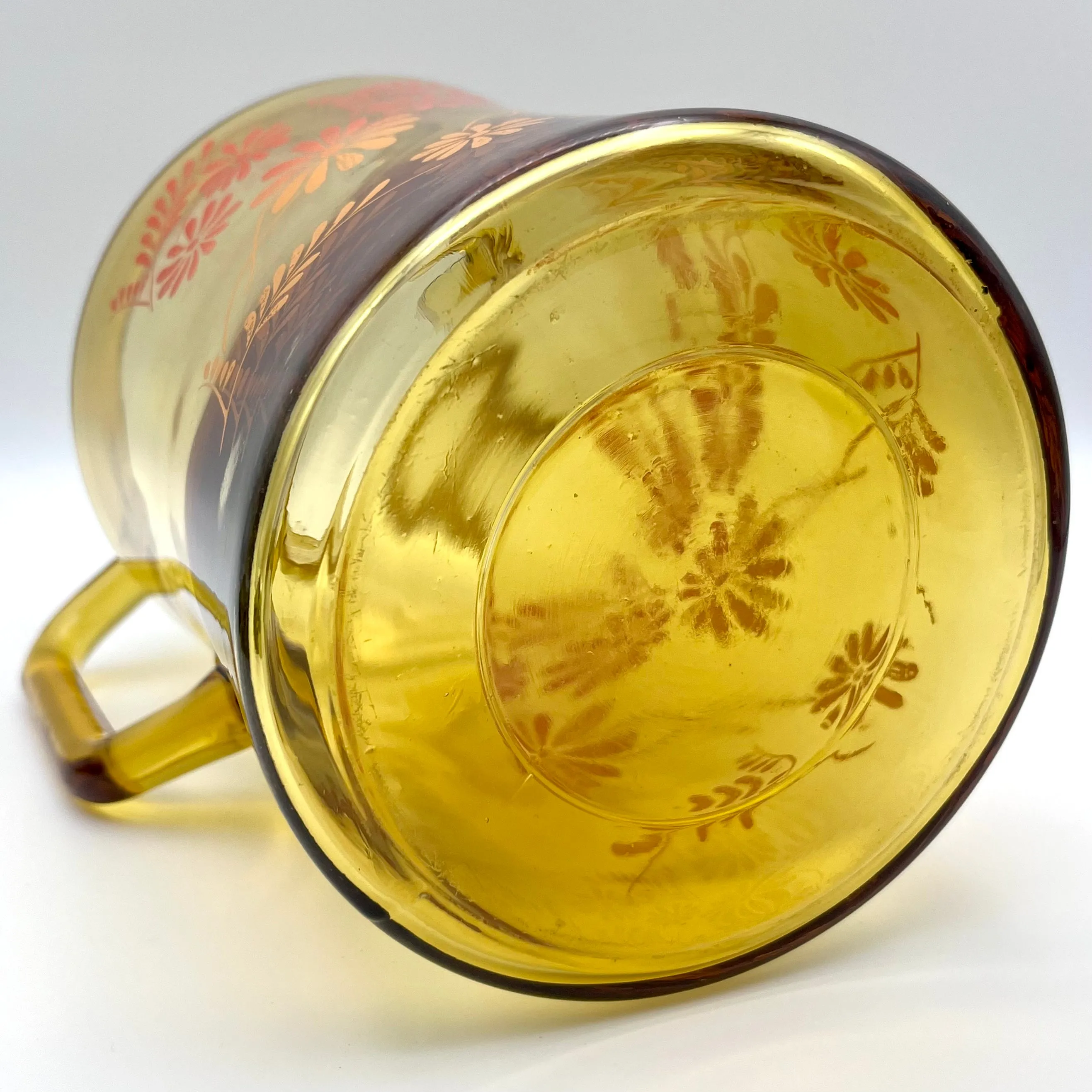 1970s Glass Pitcher with Flower Motif