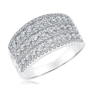 1ctw Round Diamond Multi-Row White Gold Anniversary Ring | Embrace Collection