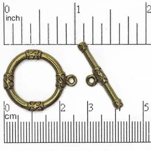 26.5mm x 22mm Loop and 28mm Bar Ornate Toggle - Made of Pewter - Sold as a Set - CBS1844