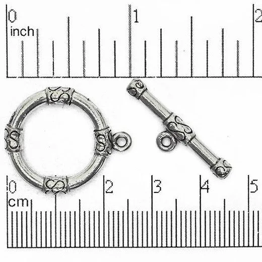 26.5mm x 22mm Loop and 28mm Bar Ornate Toggle - Made of Pewter - Sold as a Set - CBS1844