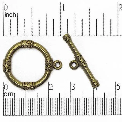 26.5mm x 22mm Loop and 28mm Bar Ornate Toggle - Made of Pewter - Sold as a Set - CBS1844