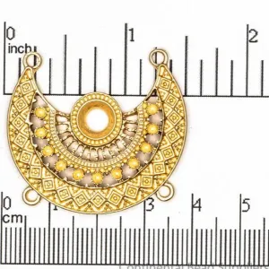 32mm Ornate Crescent Collar Centerpiece Pendant - Made of Pewter - Satin Rhodium Silver and Satin Hamilton Gold Finishes - Sold by the Piece - K92