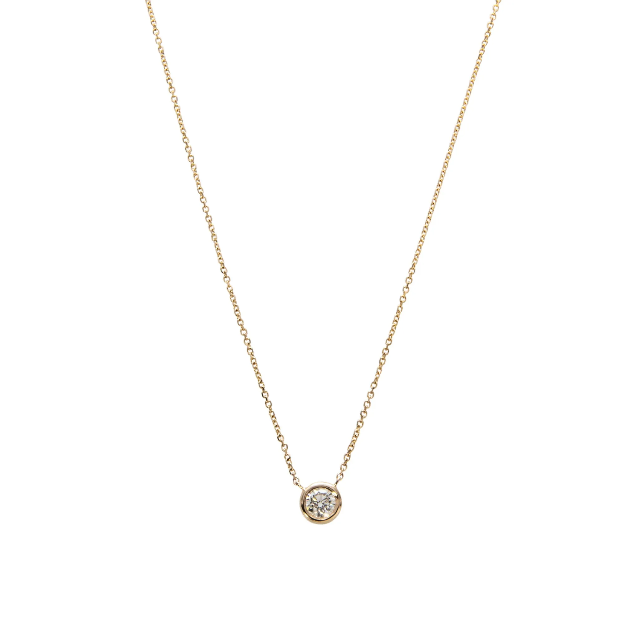 .50ct Diamond Solitaire Bezel 14K Yellow Gold Necklace