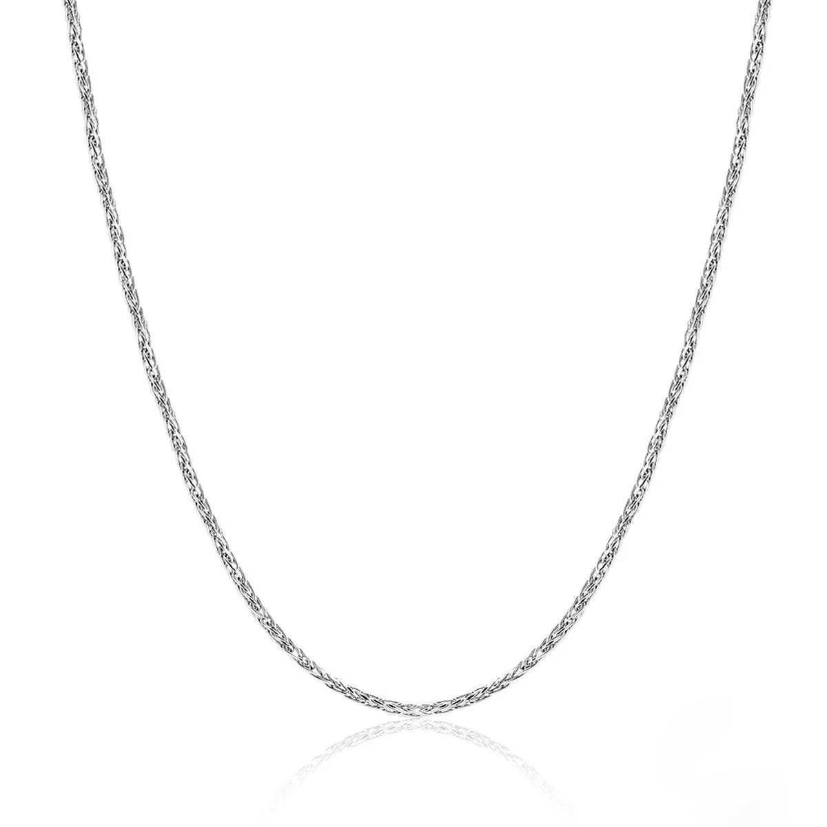 9ct White Gold 0.80mm Round Diamond Cut Magic Wheat Link Adjustable Chain
