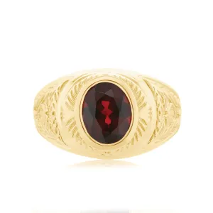 9ct Yellow Gold Oval Cut Garnet Ring
