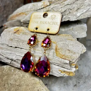 Amber Pink & Gold Earrings
