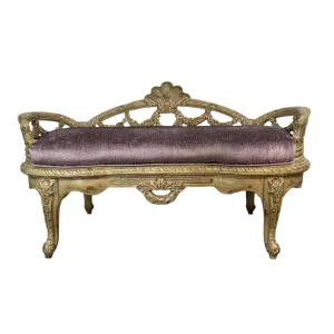 Bench, Upholstered, Ornate, Lavender Velvet