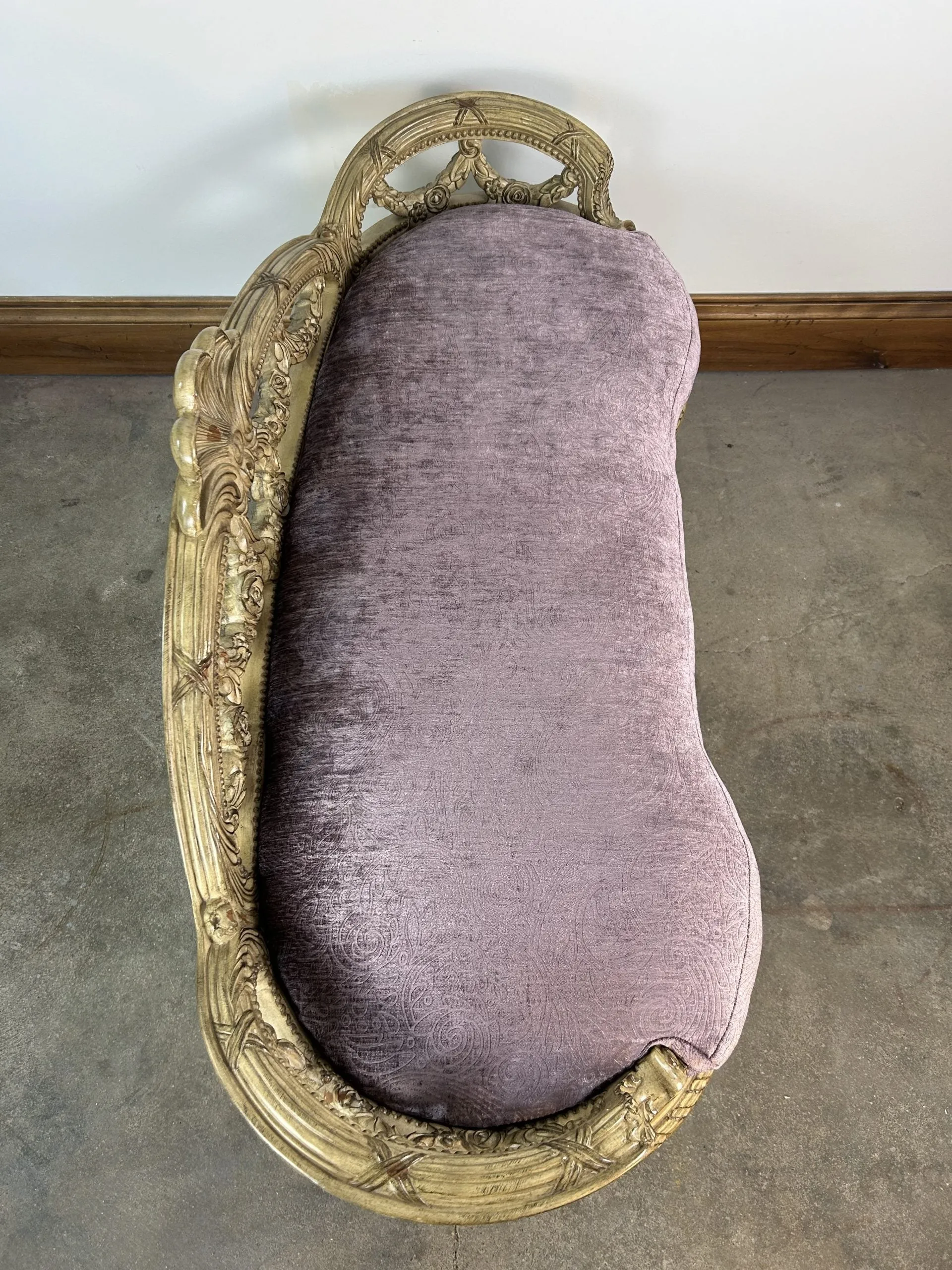 Bench, Upholstered, Ornate, Lavender Velvet