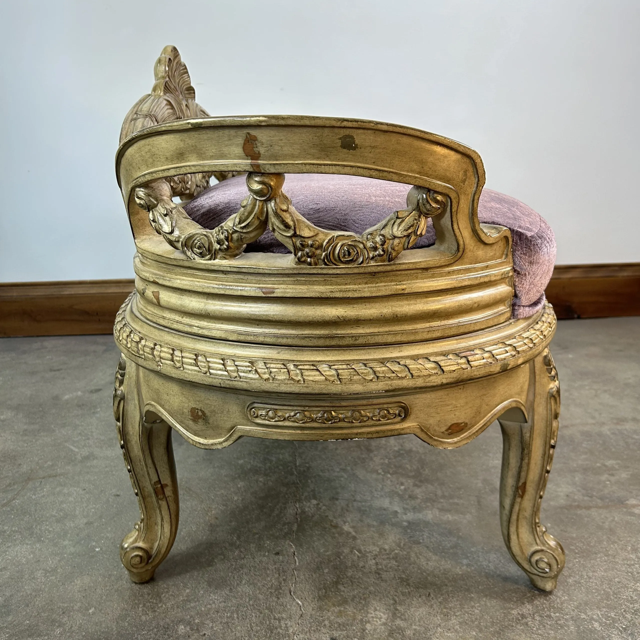 Bench, Upholstered, Ornate, Lavender Velvet