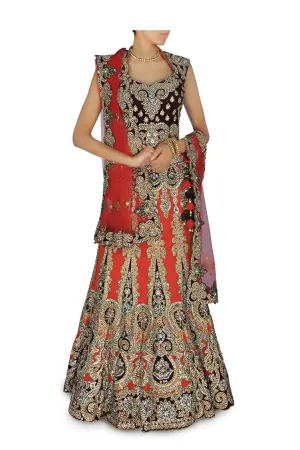 Brick orange color Bridal Lehenga/Chaniya Choli