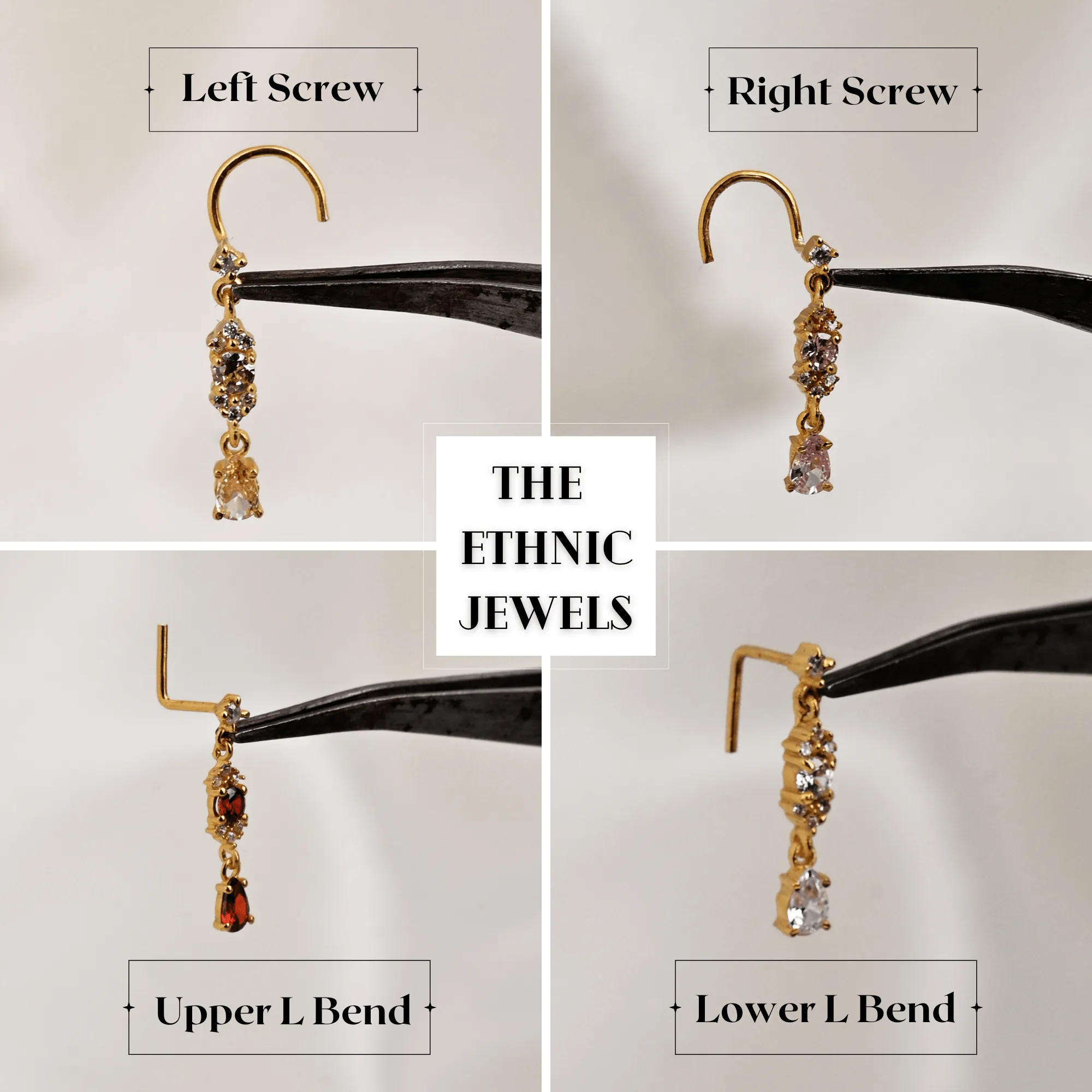 Butterfly Dangle Nose Stud – Gold Nose Ring with Hanging Charm