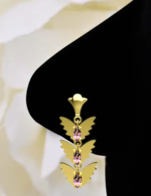 Butterfly Dangle Nose Stud – Gold Nose Ring with Hanging Charm