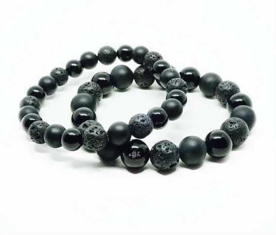 Cane 8mm or 10mm Onyx Beaded Bracelet