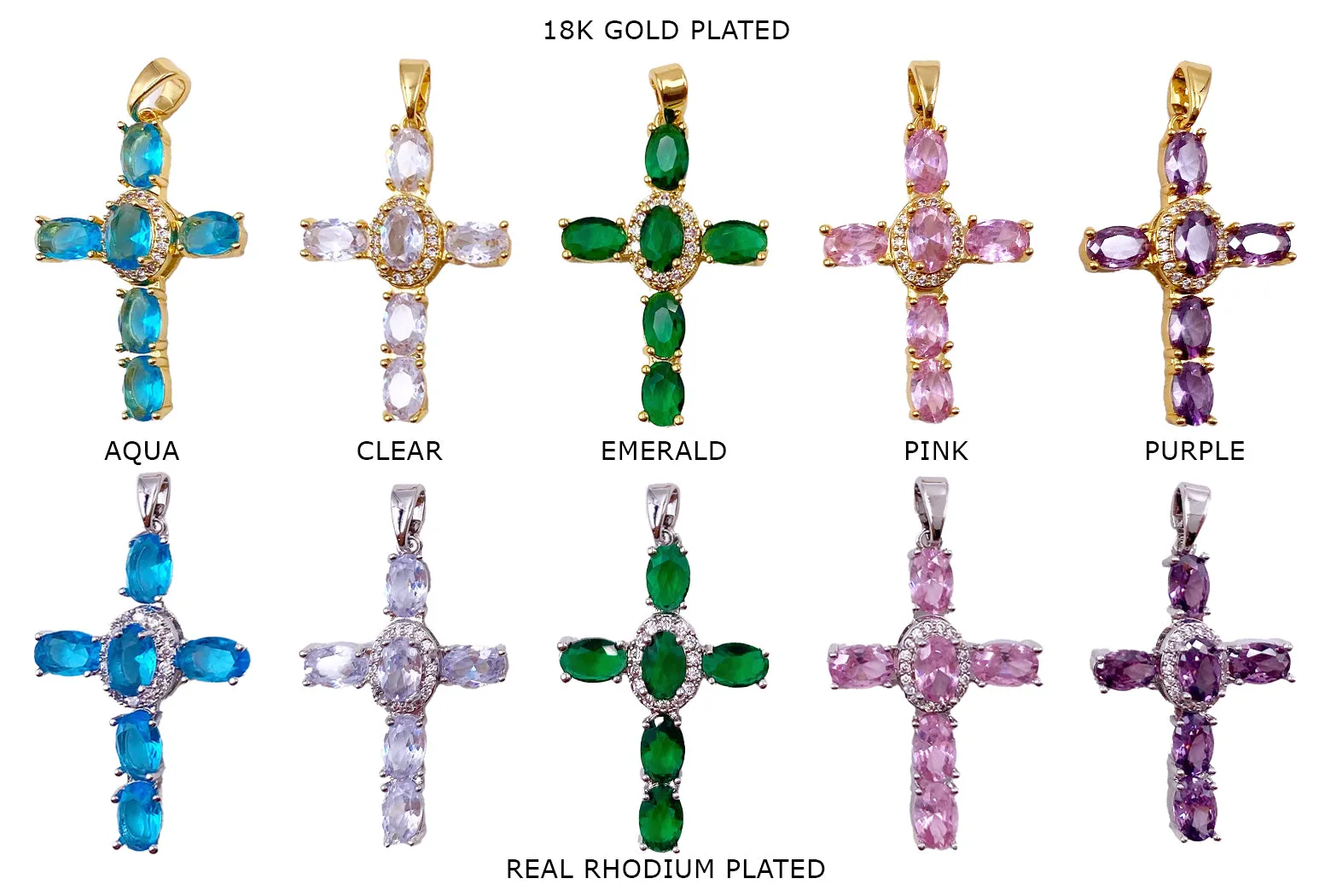 CB2039 Cubic Zirconia Cross Charm/Pendant 19mmx29.6mm