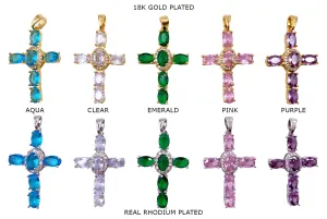 CB2039 Cubic Zirconia Cross Charm/Pendant 19mmx29.6mm