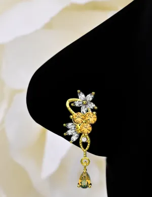 Champagne Dangling Nose Ring – Gold Piercing Jewelry for Women