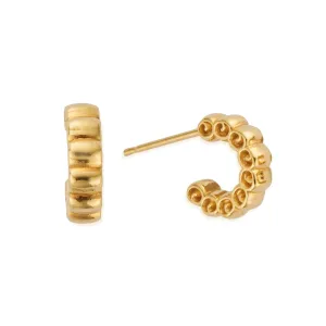 CHLOBO Gold Ruffle Huggie Hoop Earrings