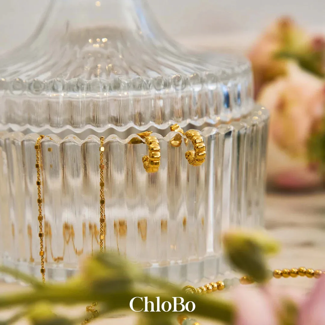 CHLOBO Gold Ruffle Huggie Hoop Earrings