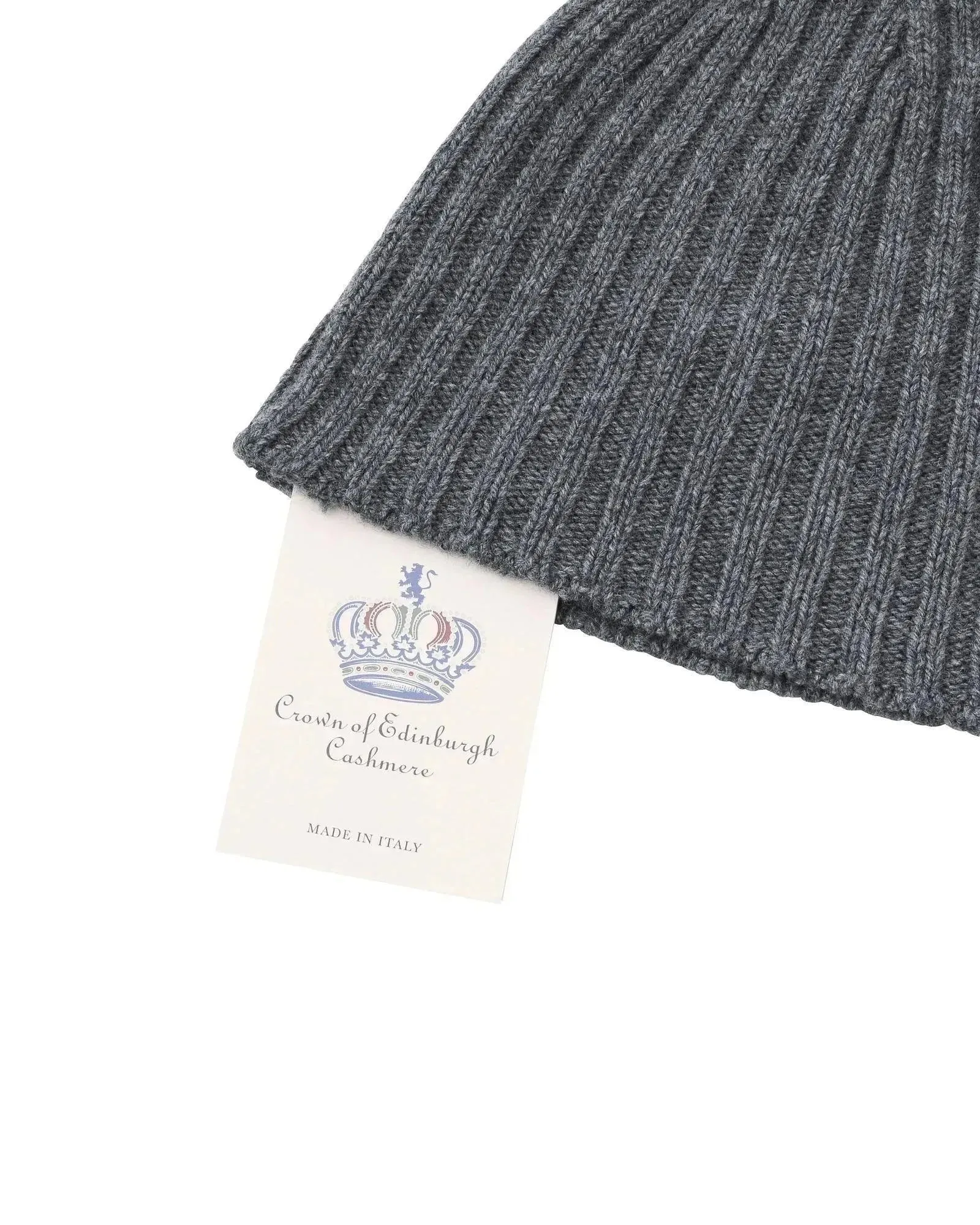 Crown of Edinburgh Cashmere Women's Ribbed Cashmere Women Beanie in Dark gray - One Size