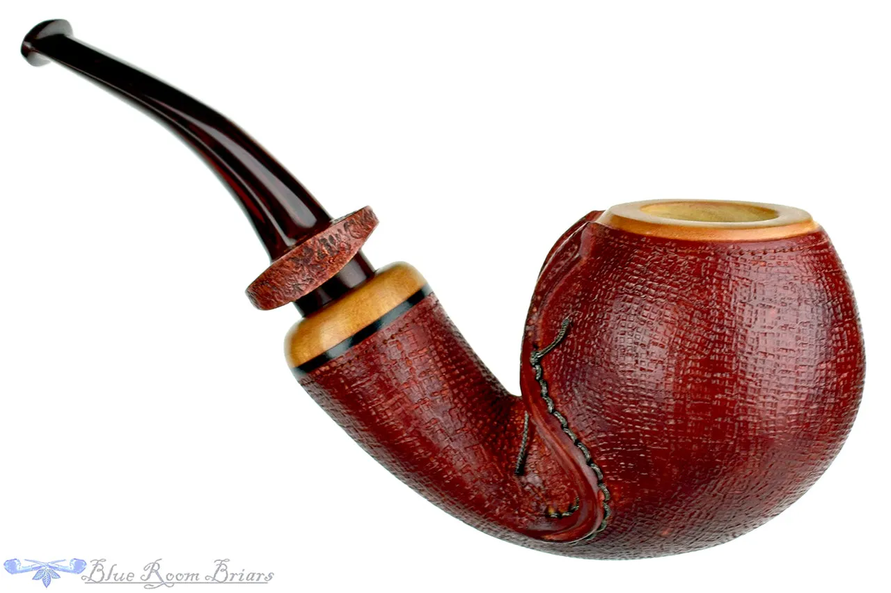 Dragomir Aleksic Pipe Carved Olivewood Apple with Brindle