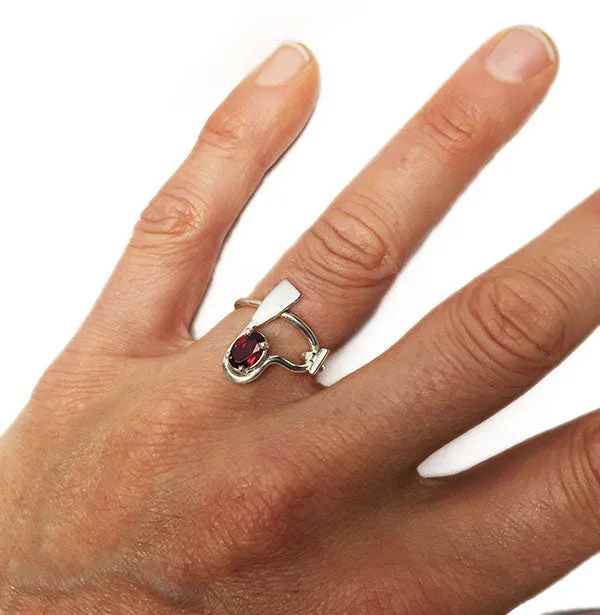 Dragon Boat Paddle Heart and Garnet Ring