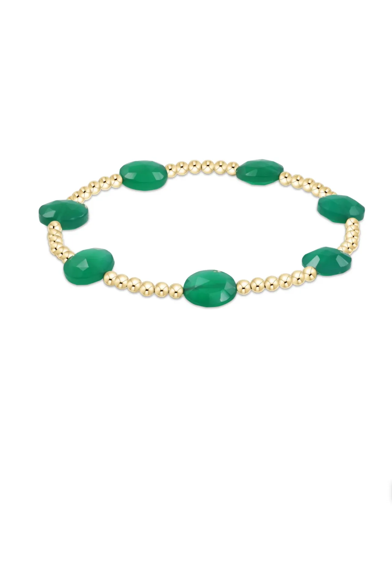 E Newton Admire Gold 3mm Bracelet Green Onyx