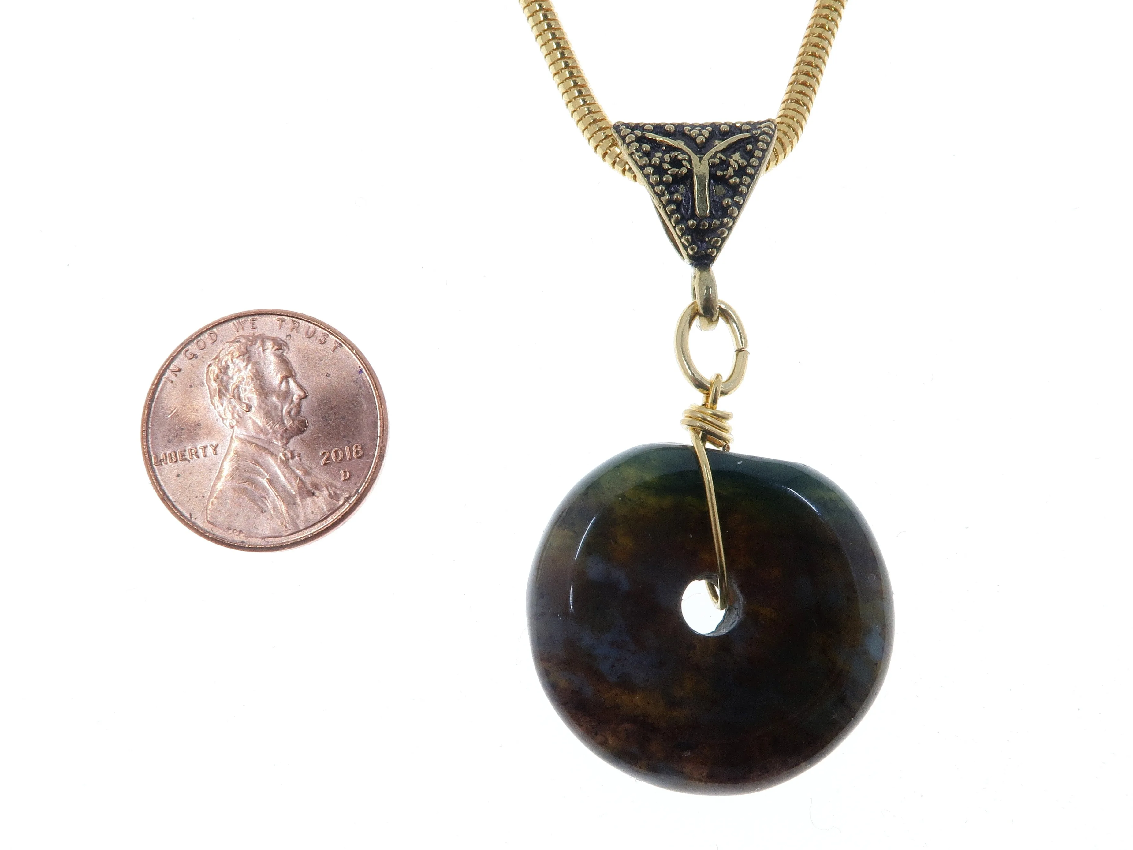 Fancy Jasper Necklace Green Bloodstone Moss Agate Combo Donut