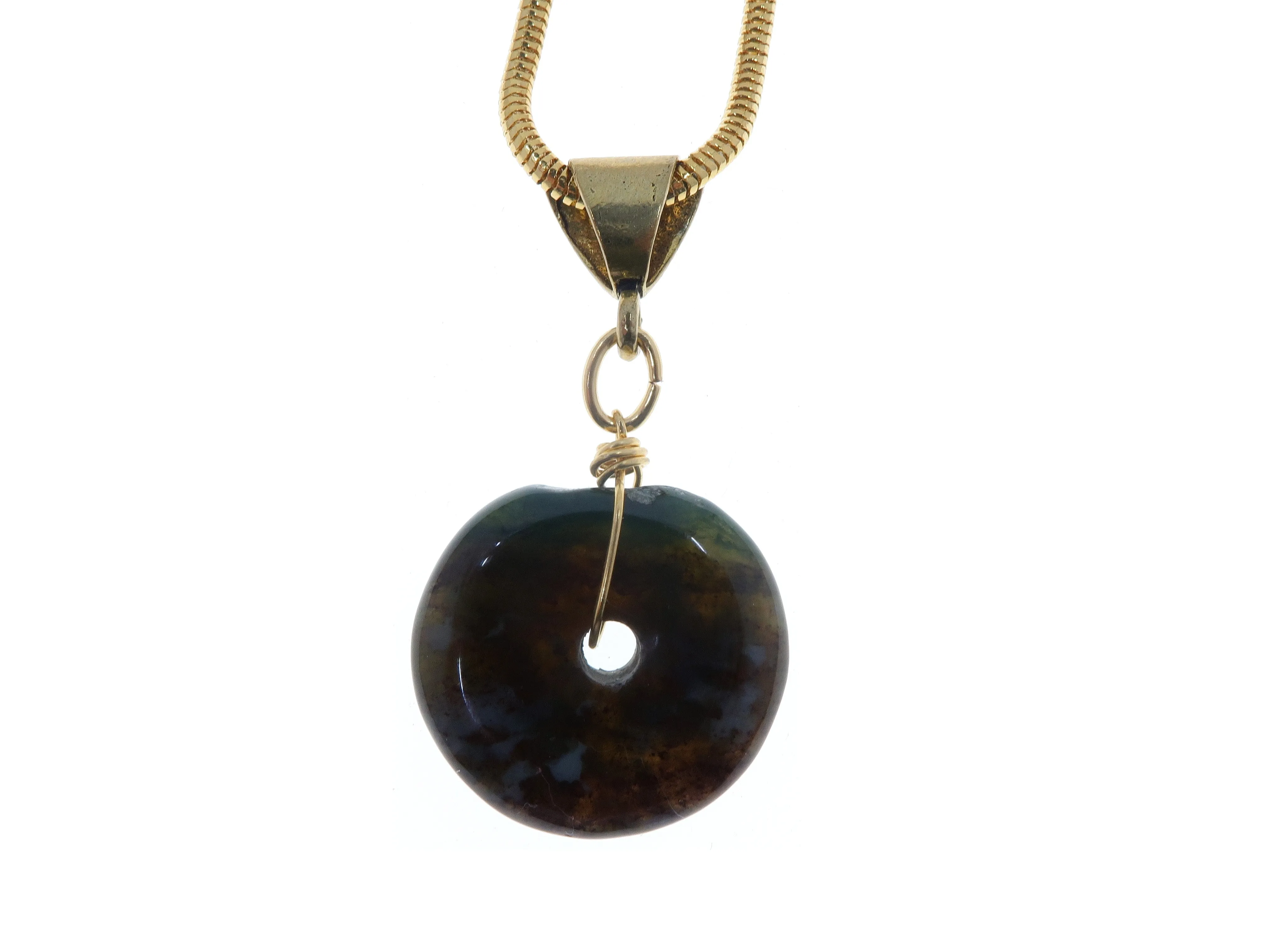 Fancy Jasper Necklace Green Bloodstone Moss Agate Combo Donut