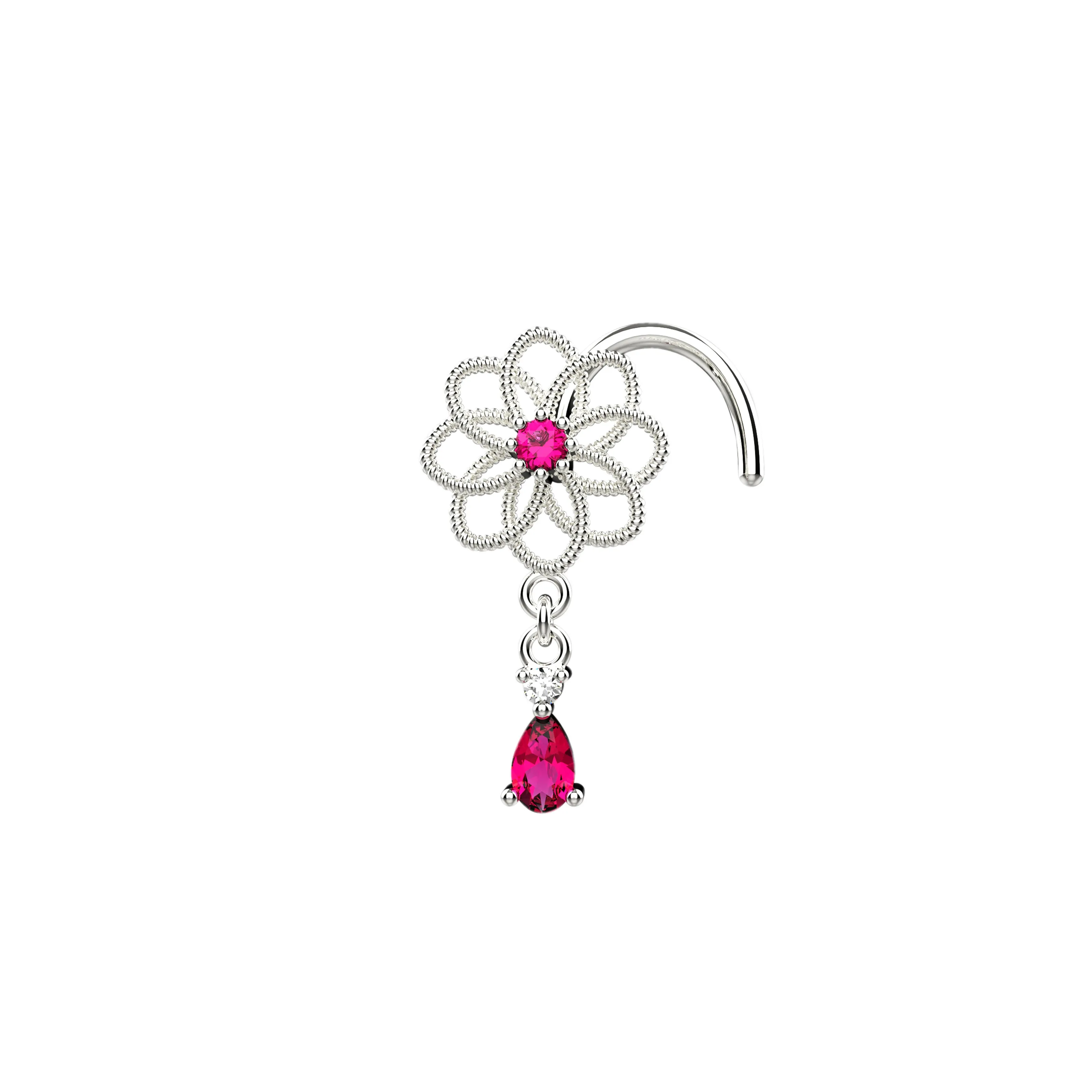 Floral Style Dangling Nose Ring | Elegant Nose Piercing Jewelry