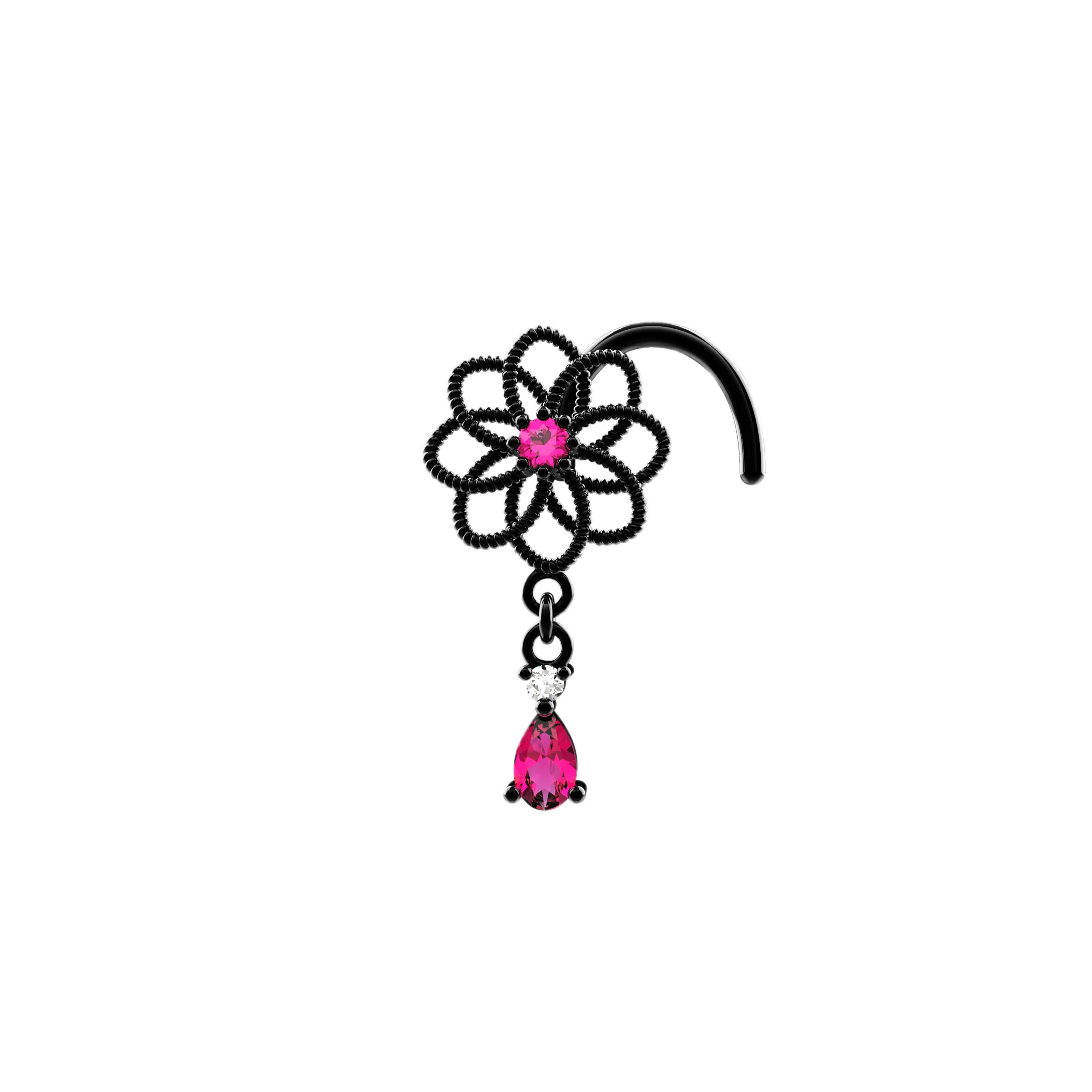 Floral Style Dangling Nose Ring | Elegant Nose Piercing Jewelry