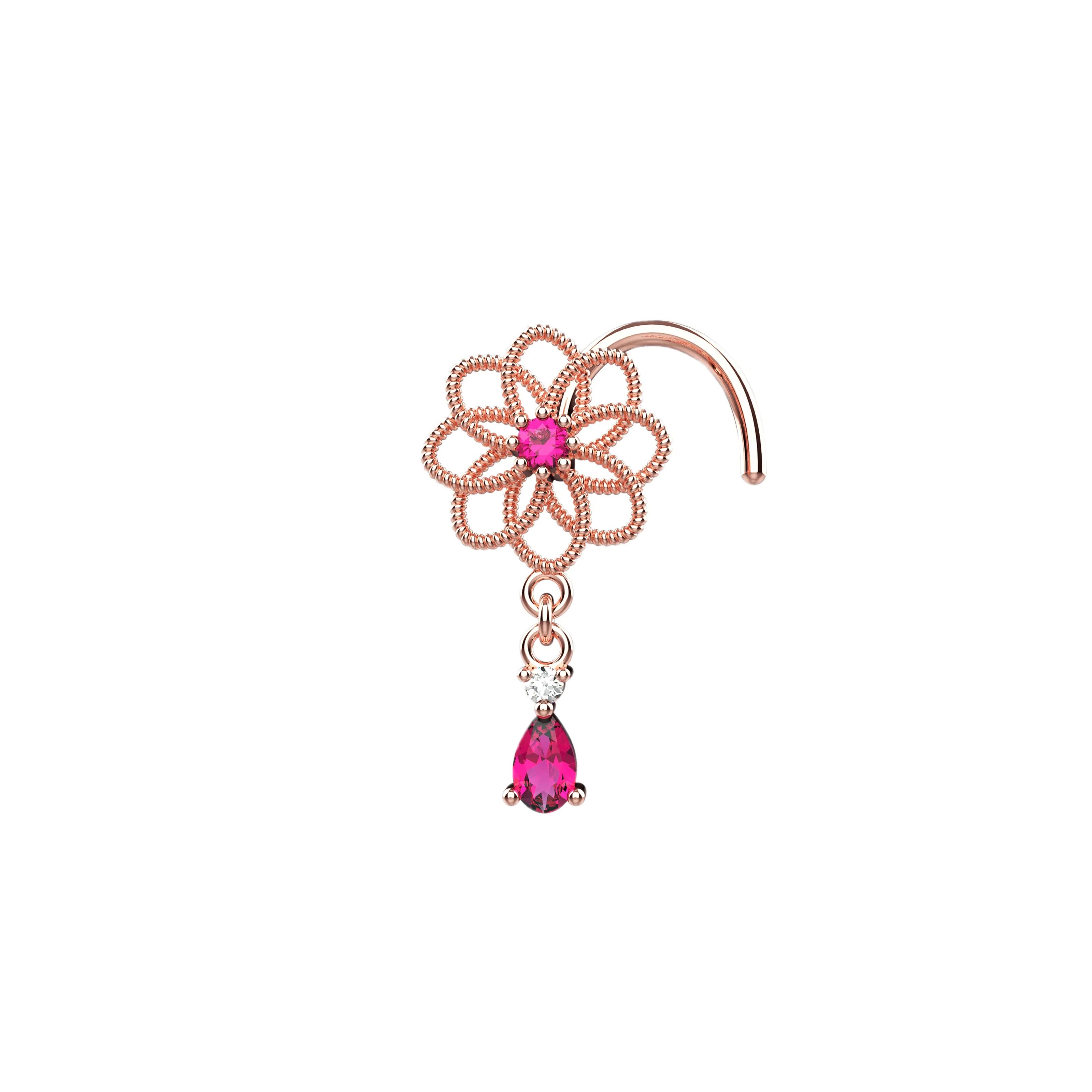 Floral Style Dangling Nose Ring | Elegant Nose Piercing Jewelry