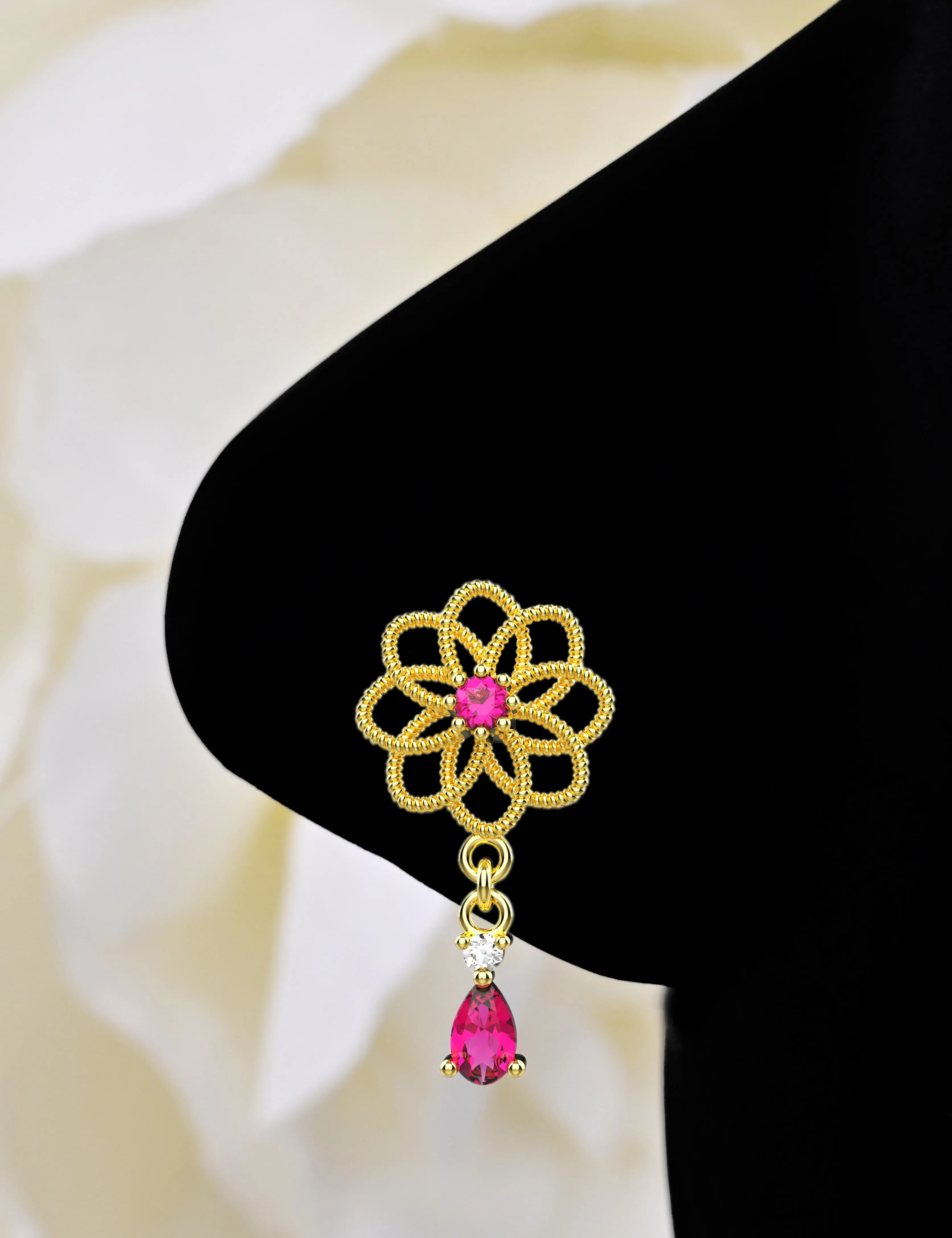Floral Style Dangling Nose Ring | Elegant Nose Piercing Jewelry