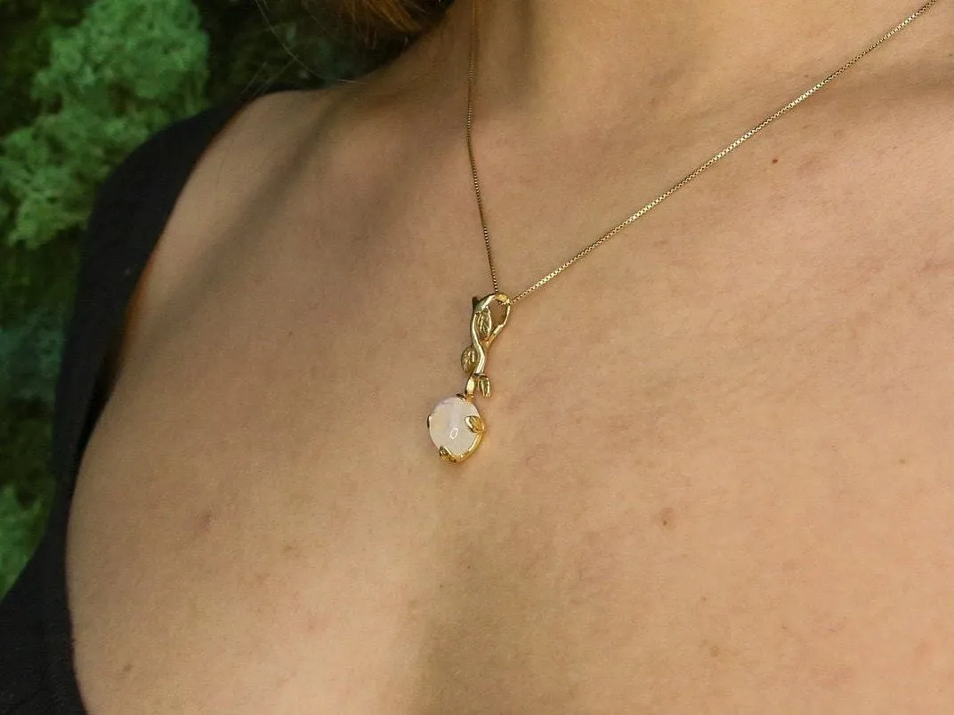 Gold Amber Necklace - Natural Amber Pendant - Long Branch Necklace