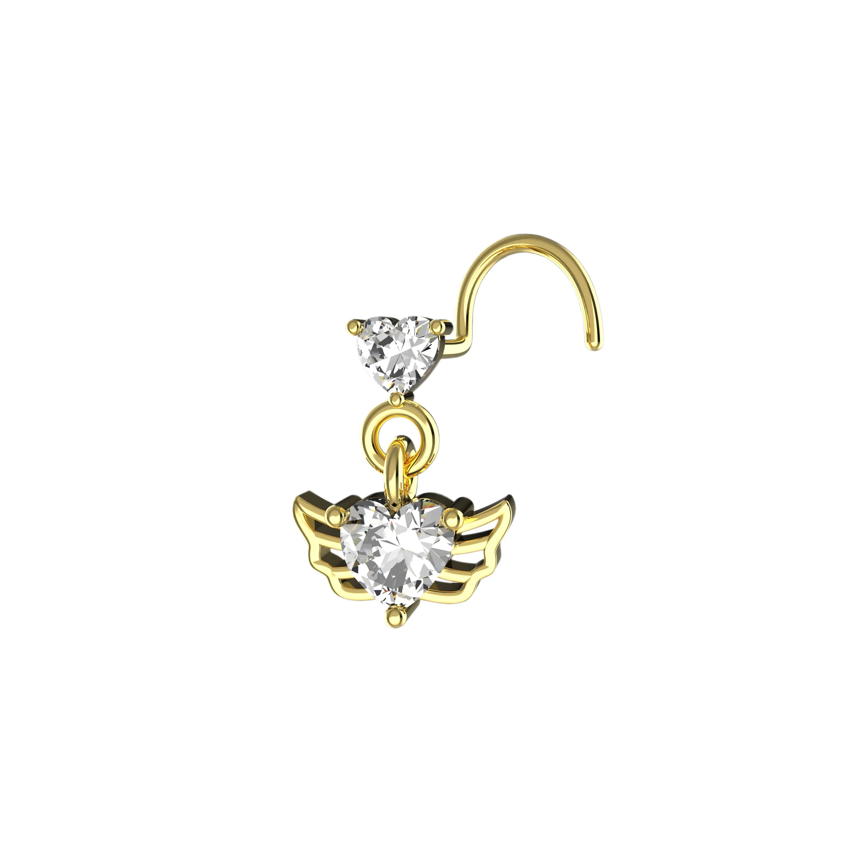 Gold Angel Nose Stud – Delicate Nose Ring Piercing for Women