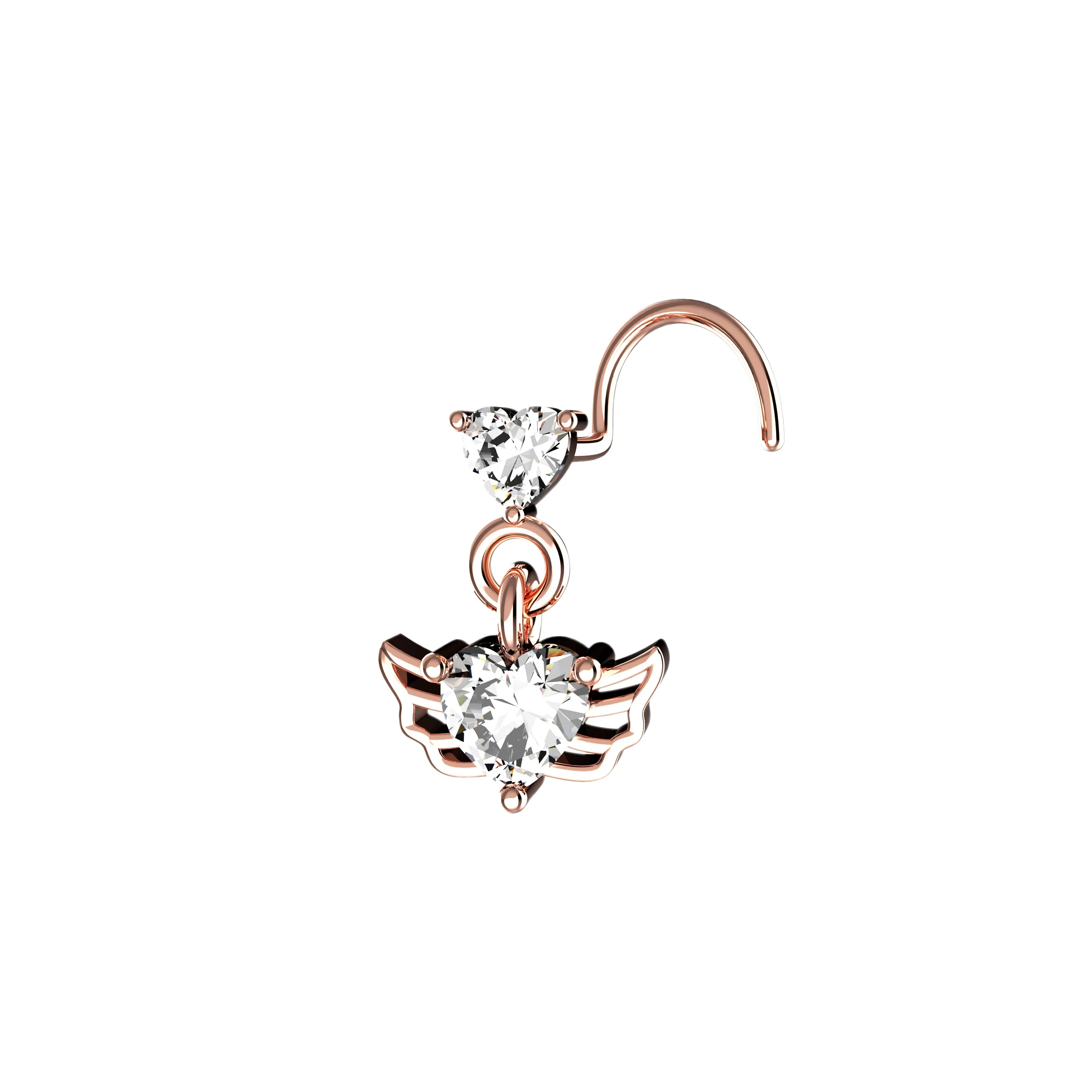Gold Angel Nose Stud – Delicate Nose Ring Piercing for Women