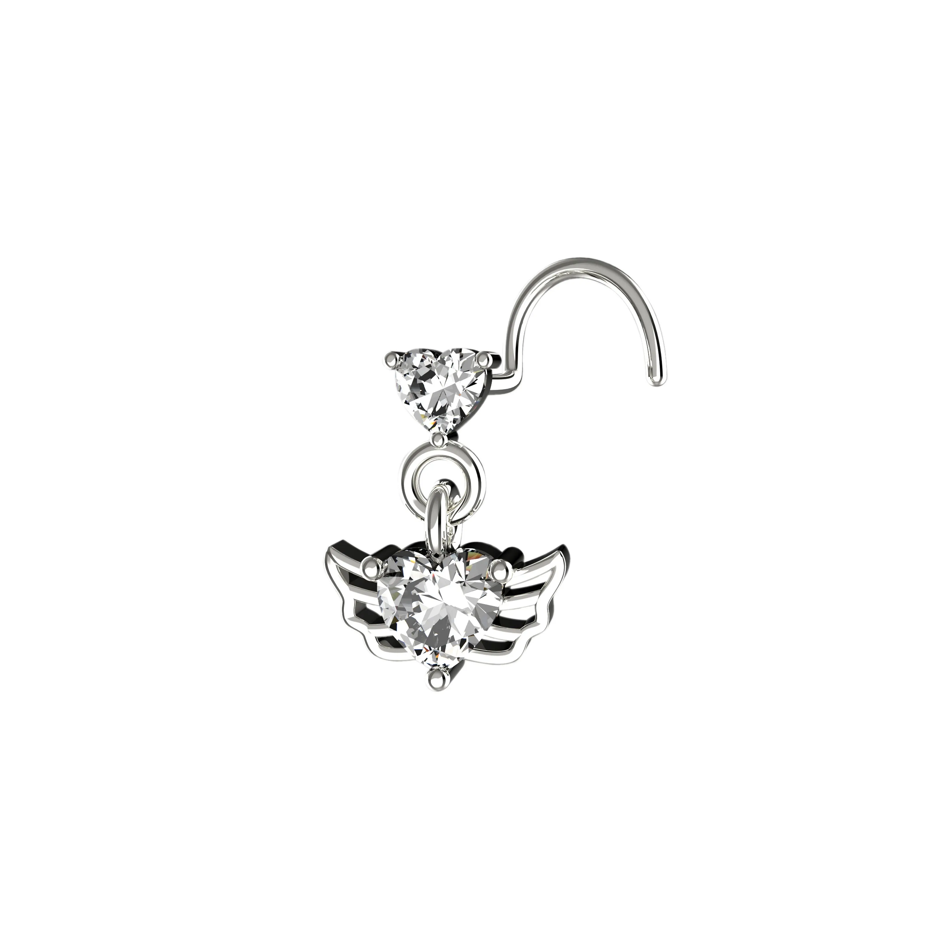 Gold Angel Nose Stud – Delicate Nose Ring Piercing for Women