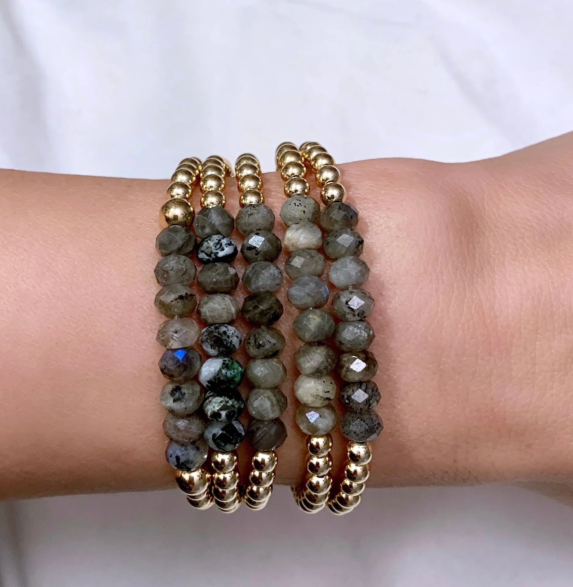 Gold Filled 4MM Bracelet with Zoisite Stones