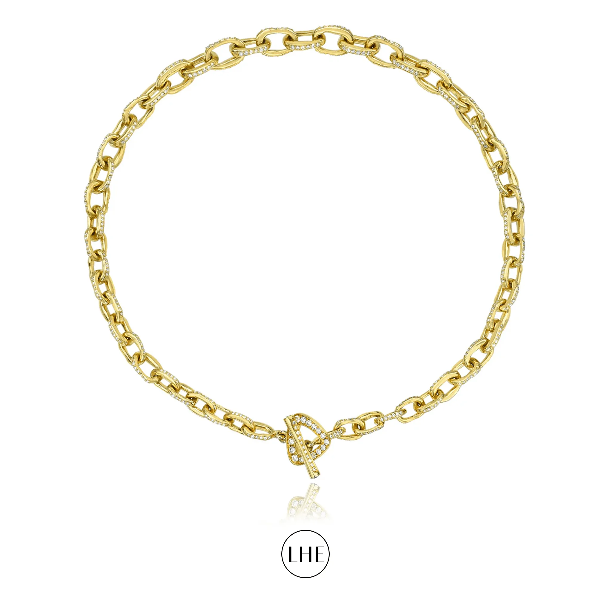 Graduated Atlantis Diamond Chain Necklace with Pavé Trillion Toggle