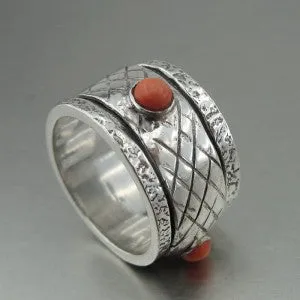 Hadar Designers Handmade Sterling Silver Coral Spinner  (H)