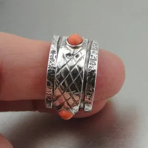 Hadar Designers Handmade Sterling Silver Coral Spinner  (H)