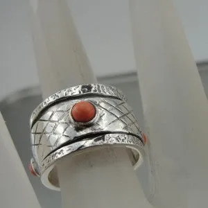Hadar Designers Handmade Sterling Silver Coral Spinner  (H)