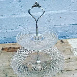 Handmade clear glass cake stand