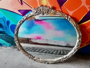 Huge Vintage oval ornate  mirror