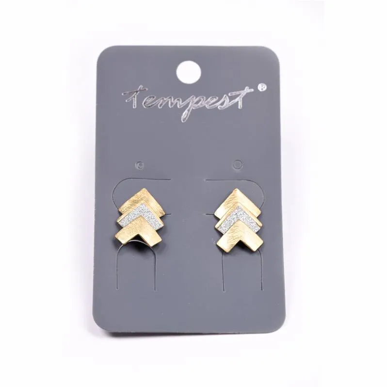 Layered effect stud earrings with centre sparkle effect
