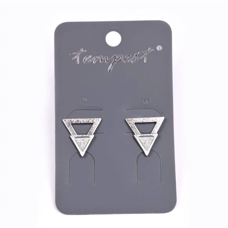 Layered triangle stud earrings with sparkle effect detail